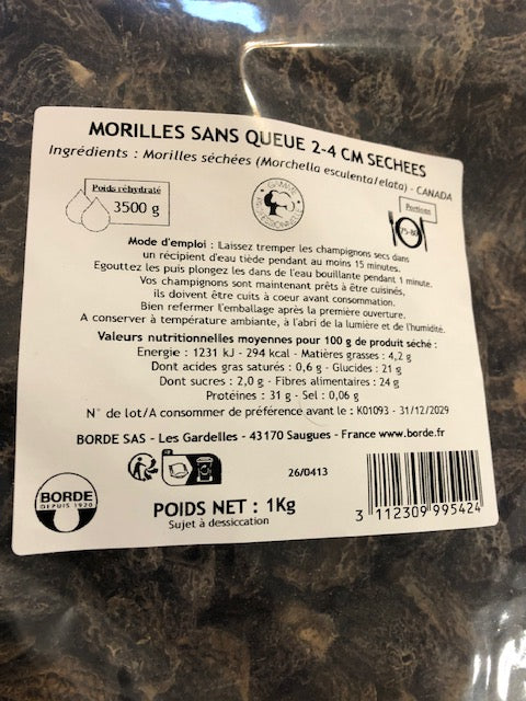morilles speciales 2-4 cms origine canada
